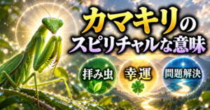 カマキリのスピリチャルな意味拝み虫幸運問題解決